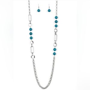 Blue & Silver Necklace & Earring Set